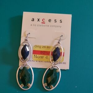 Liz Claiborne Green and Silver Earrings